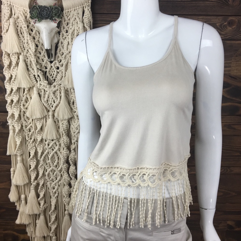 Must Have‎ | Faux Suede Crochet Fringe Cami Top